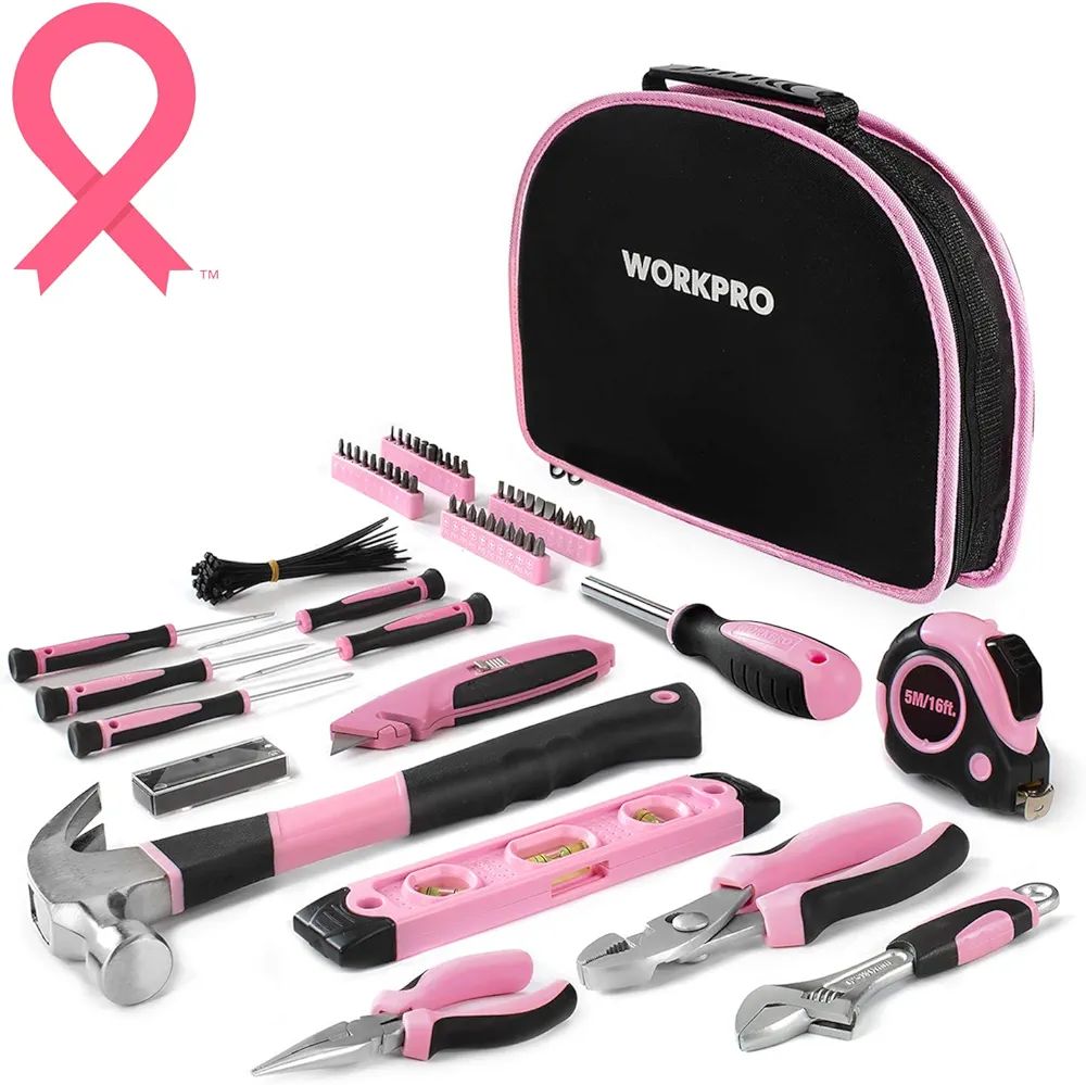 WORKPRO Pink Tool Kit - Hand Tool Set with Easy Carrying Round Pouch - Durable, Long Lasting Chro... | Amazon (US)