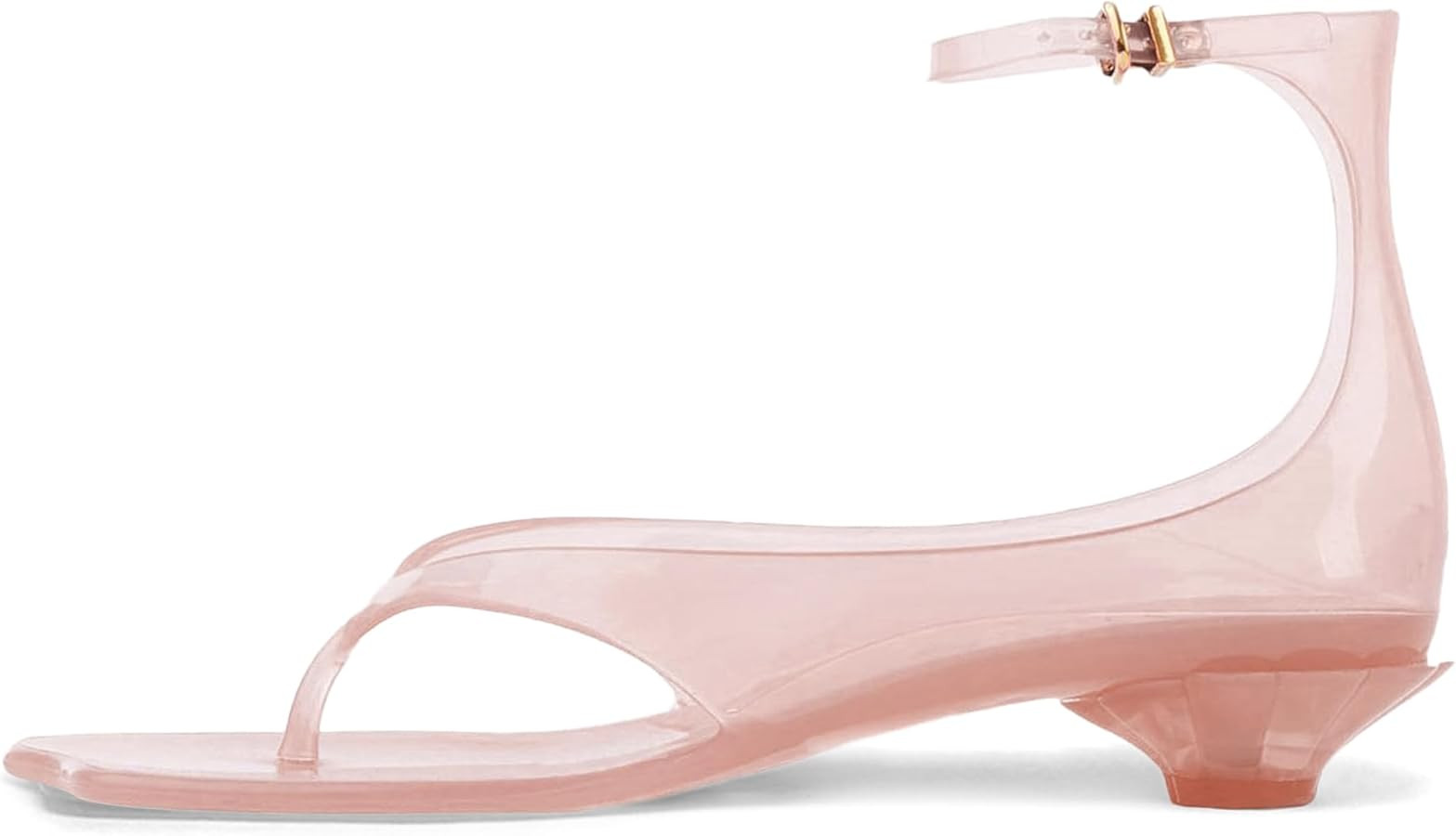 KISSASA Jelly Shoes for Women Fip Flop Flower Kitten Heel Sandals Clear Ankle Strap Thong Heels S... | Amazon (US)