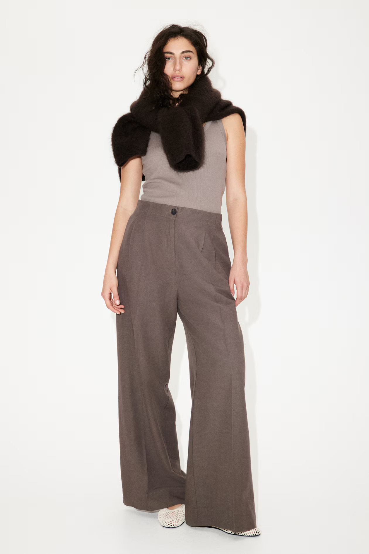 Wide linen-blend trousers | H&M (UK, MY, IN, SG, PH, TW, HK)