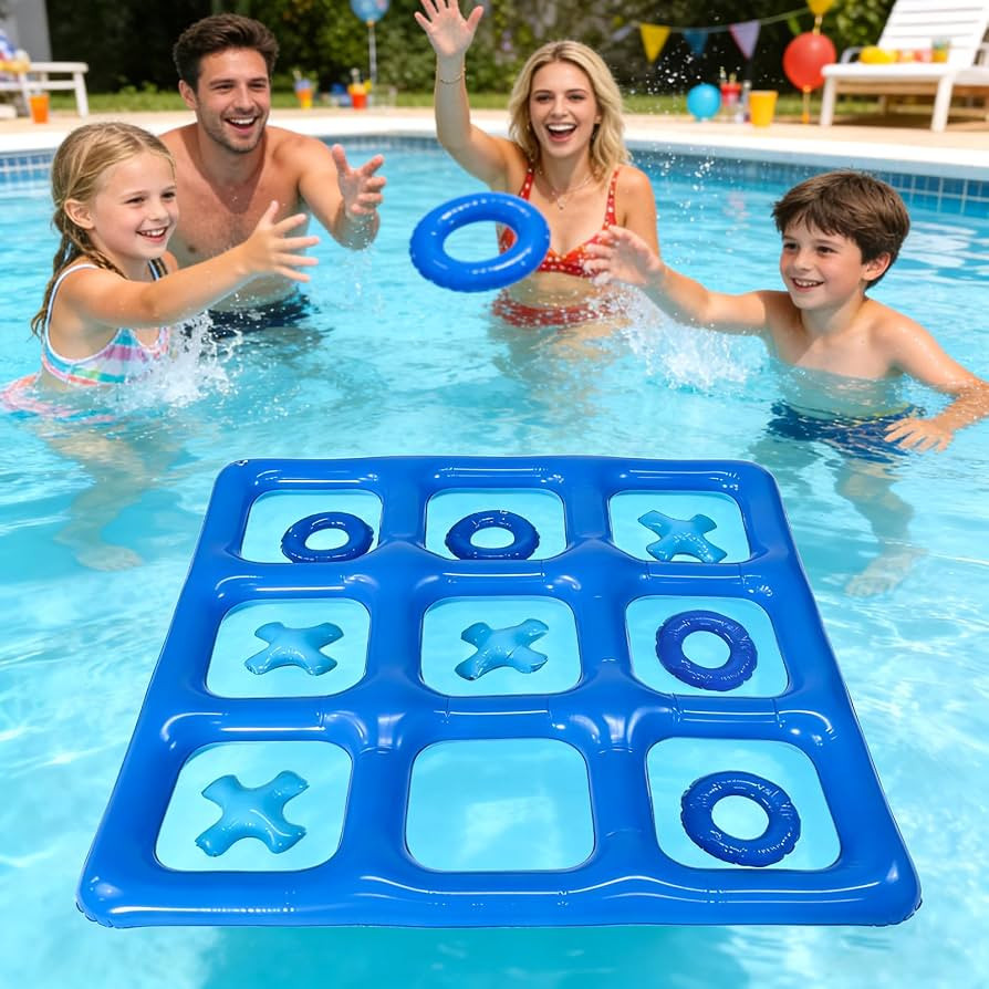 Schwimmender Tic Tac Toe Game, Aufblasbares Poolspielzeug mit 10 Schach, Inflatable Tic-Tac-Toe P... | Amazon (DE)