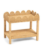 25in Scalloped Rattan Table | TJ Maxx