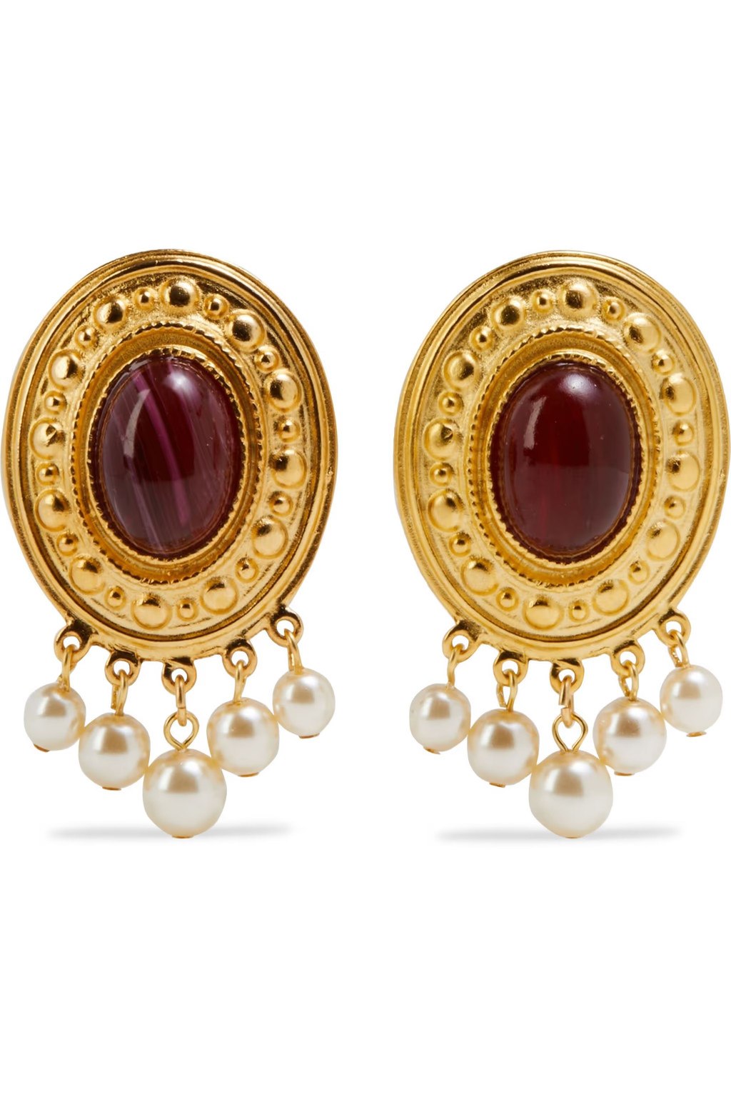 Gold-tone, stone and faux pearl clip earrings | The Outnet (US and CA)