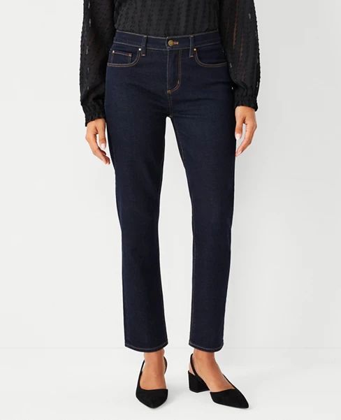 Sculpting Pocket Mid Rise Taper Jeans in Rinse Wash | Ann Taylor (US)