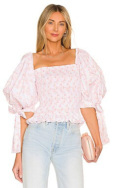 Caroline Constas Nora Blouse in Blush Watercolor from Revolve.com | Revolve Clothing (Global)
