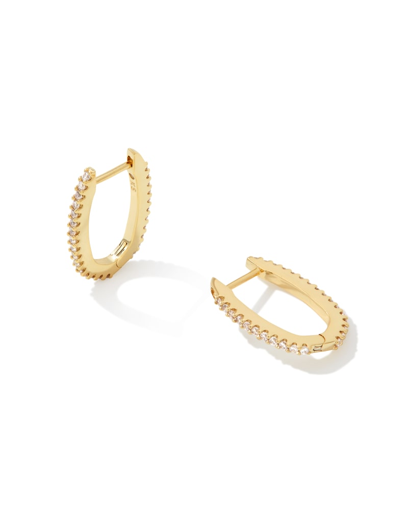 Murphy Gold Pave Huggie Earrings in White Crystal | Kendra Scott | Kendra Scott
