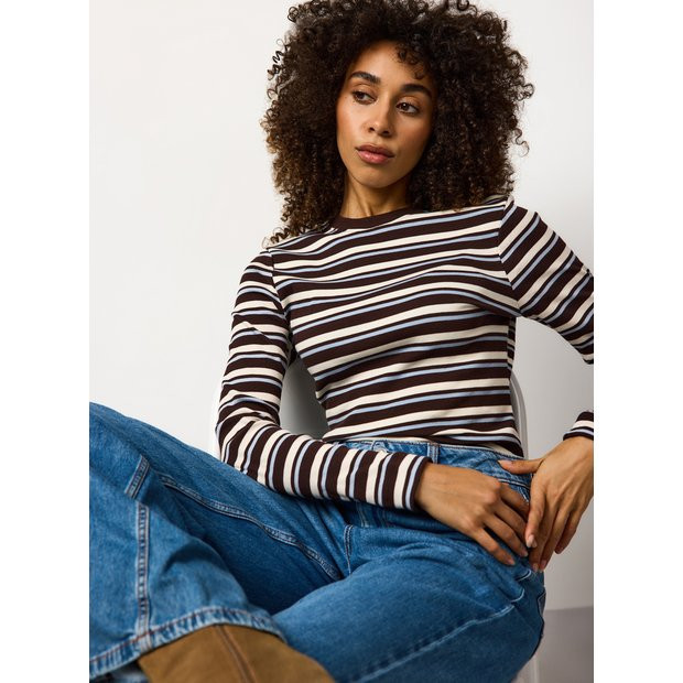 Brown Striped Long Sleeve T-Shirt 8 | Tu Clothing