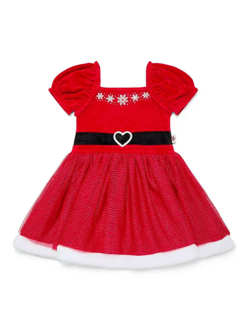 Holiday Time Toddler Girls Cosplay Santa Tutu Dress with Puff Sleeves, Sizes 12M-5T - Walmart.com | Walmart (US)