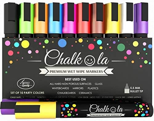 Chalkola Neon Chalk Markers - Pack of 10 Liquid Chalk Pens, Used on Chalkboard, Window, Blackboar... | Amazon (US)