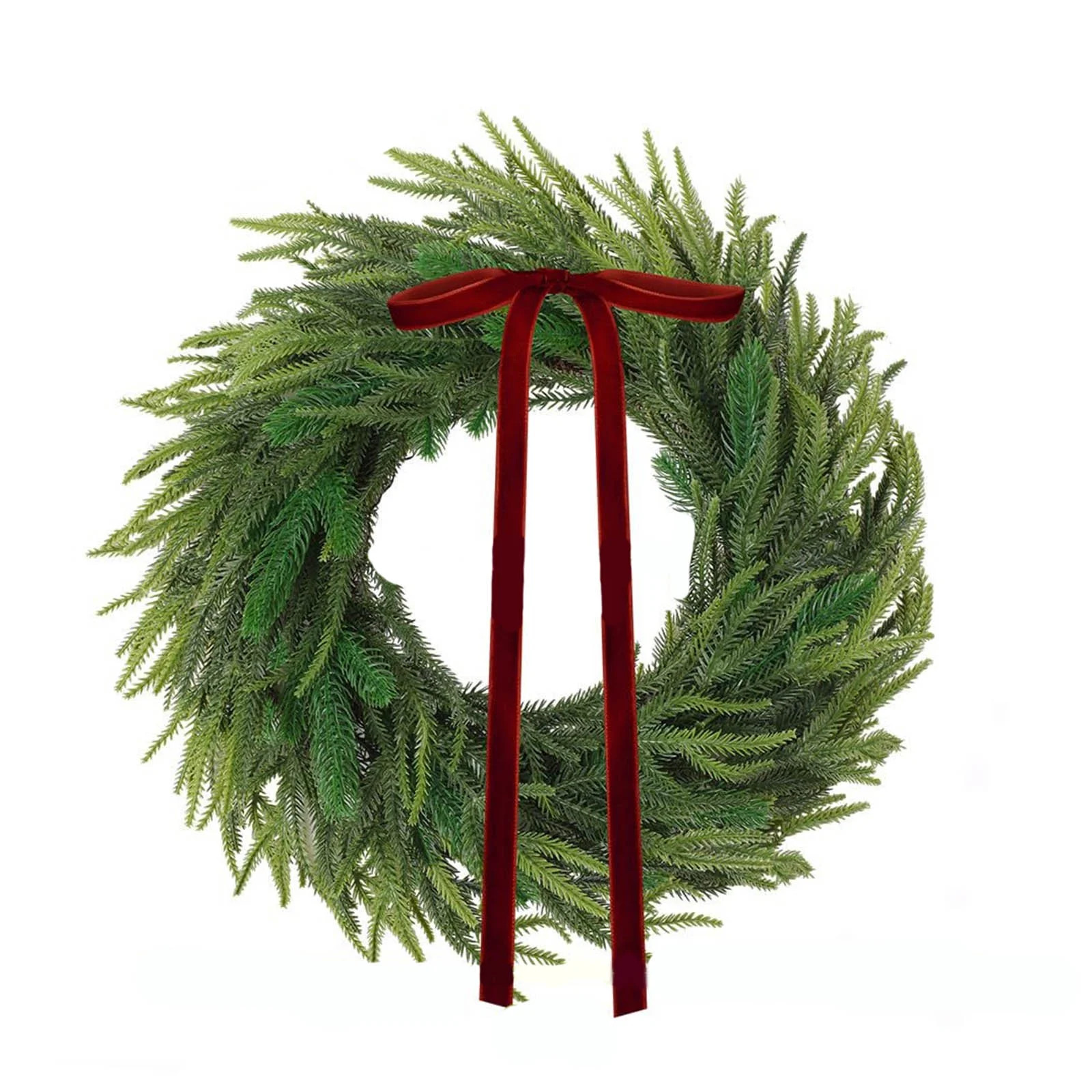 Gaiwos Christmas Artificial Cedar Wreath with Burgundy Velvet Bow 20 inches, Green Christmas Drap... | Walmart (US)