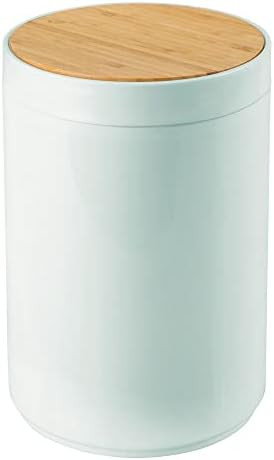 mDesign Plastic Round Trash Can Small Wastebasket, Garbage Bin Container with Swing-Close Lid, Ki... | Amazon (US)