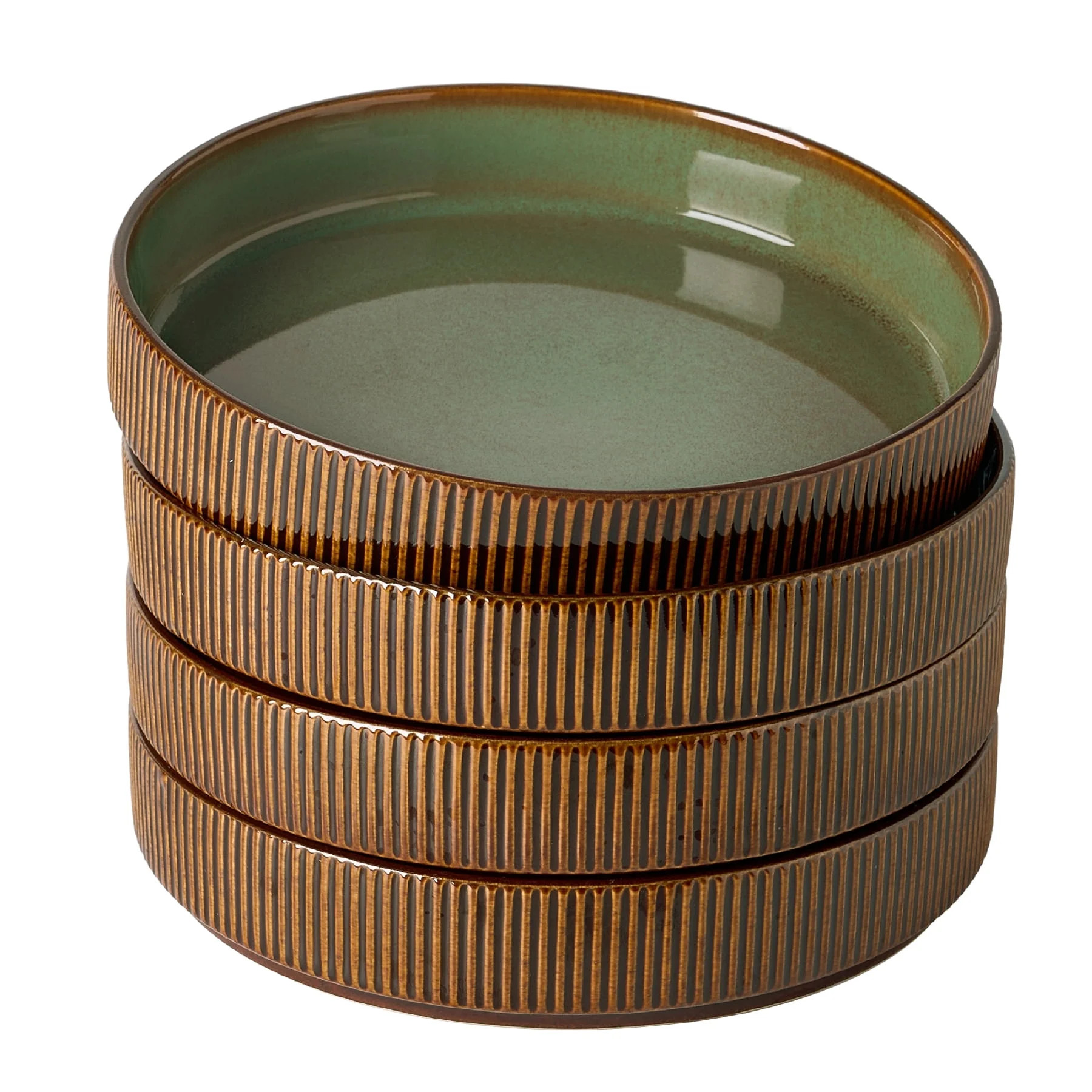 Famiware 4 Pieces 8.1" Stoneware Pasta Bowls, Microwave & Dishwasher Safe, Moss & Cocoa | Walmart (US)