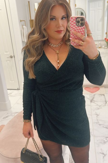 curvy date night look for seeing Adele in Vegas! wearing size xl in forest green shimmer mini wrap dress 

#LTKSeasonal #LTKshoecrush #LTKcurves