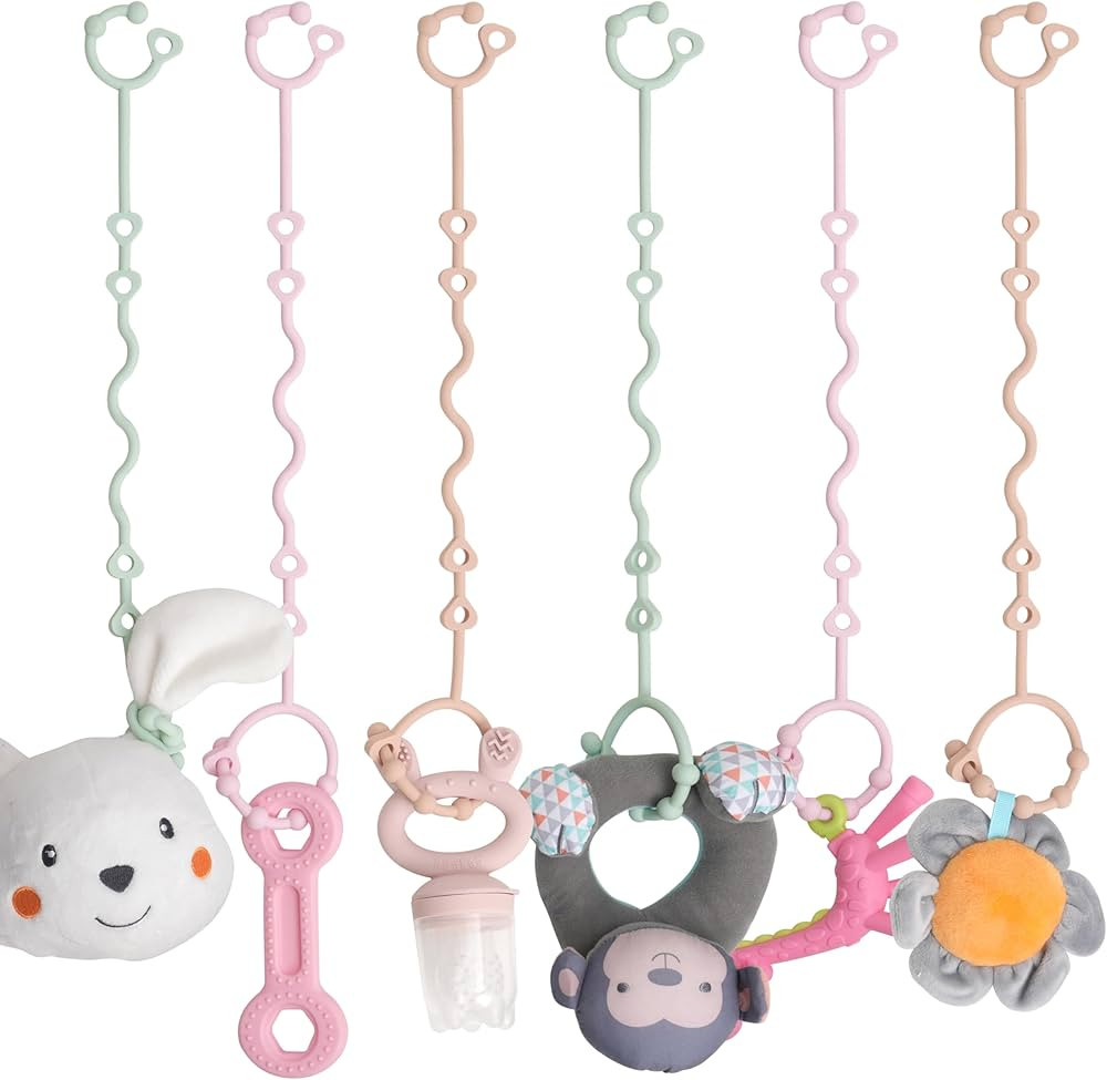 Toy Straps for Baby, 6 Pcs 100% Food Grade Platinum Silicon Adjustable Straps for Stroller, High ... | Amazon (US)