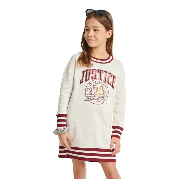 Justice Girls Rib Cuff Sweatshirt Dress, Sizes XS-XLP - Walmart.com | Walmart (US)