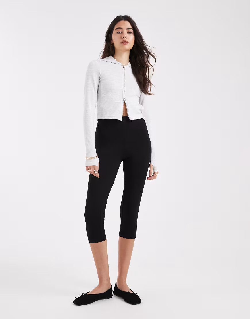 ASOS DESIGN jersey capri legging in black | ASOS (Global)
