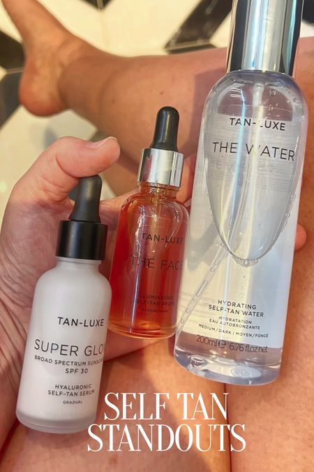 Super Deal Self-Tanning Heroes that tend to sell out fast - I use these year round, but especially love them during the summer to enhance or prolong my tan. I use the medium/dark and I promise it is not too dark and gives you the perfect glowing tan.

The Body and face oil are gradual and you can mix in the drops with your normal moisturizer or body lotion. I use these daily along with the serum!

The Tan Water is amazing because it’s clear and develops over 4 hours. This means you can put it on at night, it’s clear so even with white sheets it doesn’t make a mess and you wake up with a perfectly golden tan! I use this ever 3-4 days in the summer!

The super glow serum is so pretty and can be used daily! Plus it has SPF 30 for the perfect sunscreen alone or under your makeup! It has a gradual glow!

#LTKbeauty #LTKsalealert #LTKunder100