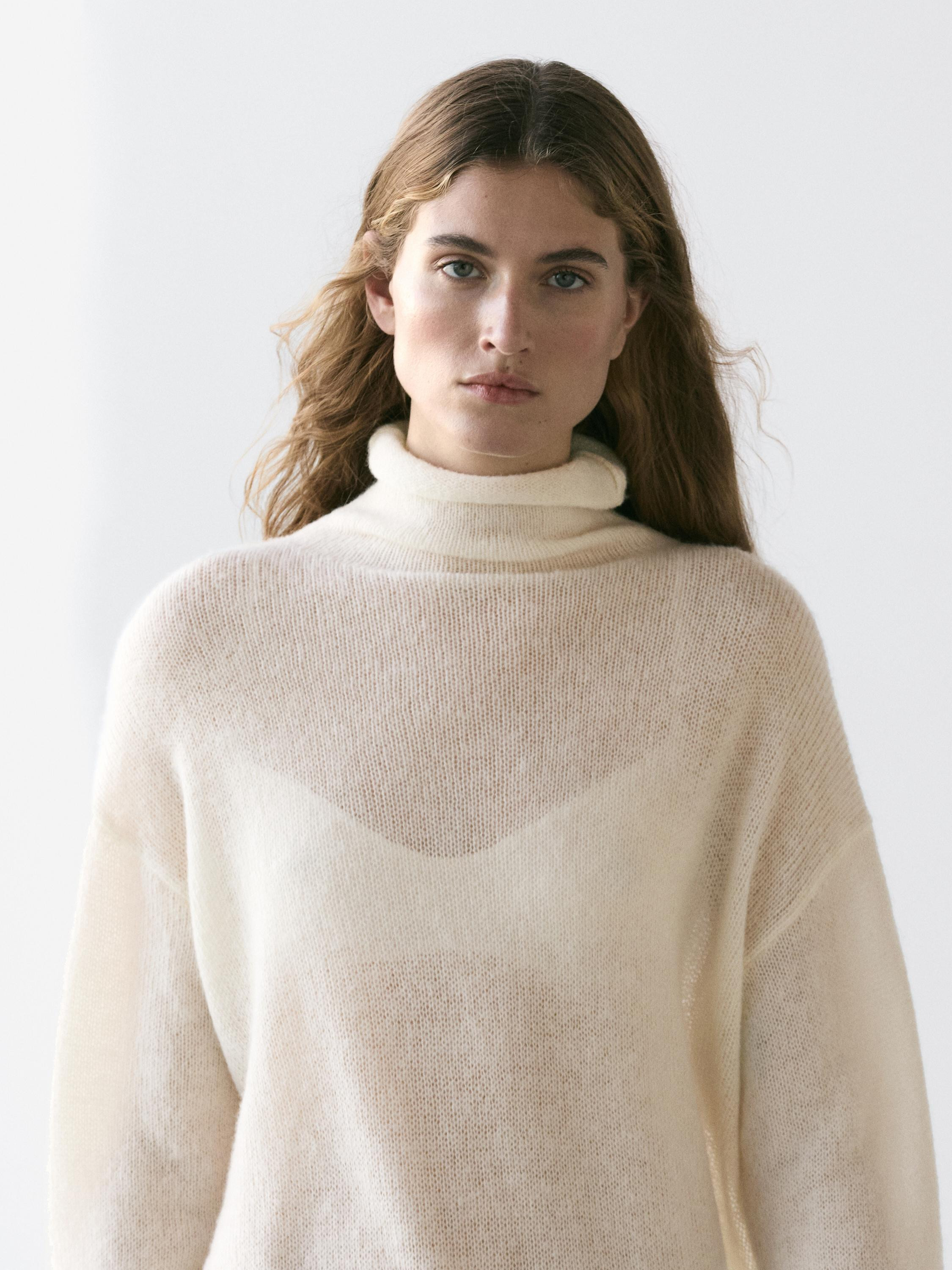 100% wool high neck knit sweater | Massimo Dutti UK