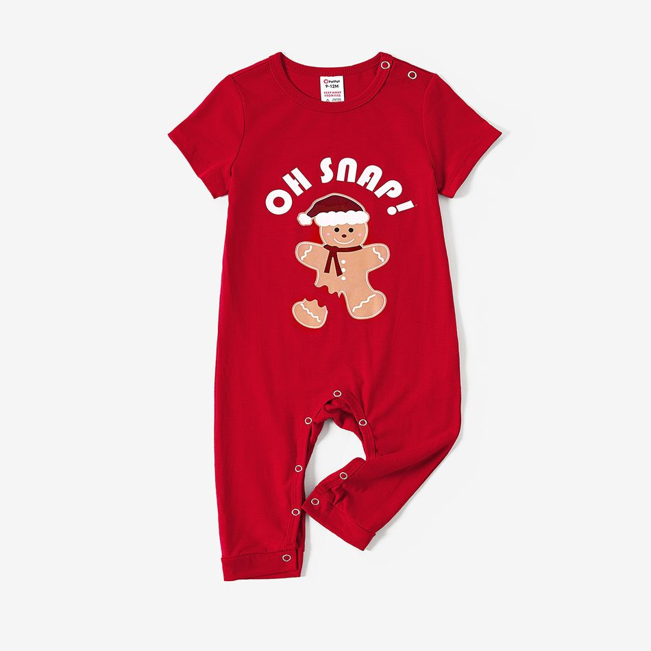 Christmas Family Matching Gingerbread Man Print Short-sleeve Tops and Plaid Pants Pajamas Sets (F... | PatPat