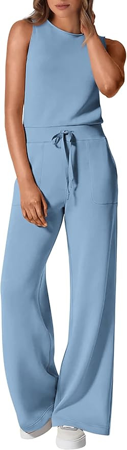 PRETTYGARDEN Jumpsuits for Women Casual 2026 Summer Sleeveless Wide Leg Pants Rompers One Piece B... | Amazon (US)