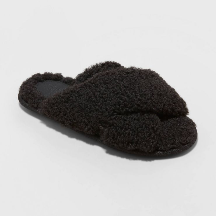 Women's Paris Crossband Faux Shearling Slippers - Stars Above™ | Target