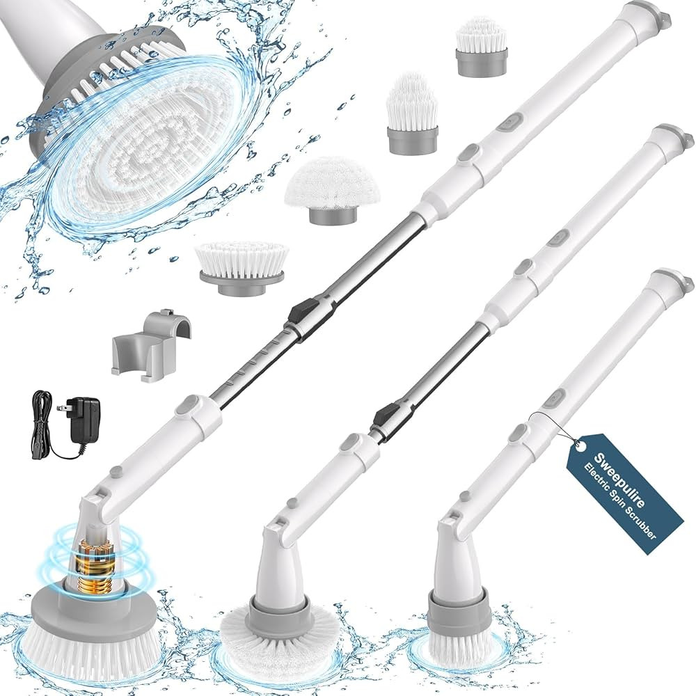Sweepulire Electric Spin Scrubber SW1, Electric Bathroom Scrubber with Long Handle, 2 Spin Speeds... | Amazon (US)