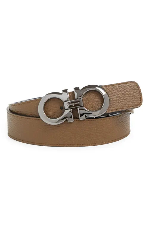 FERRAGAMO Reversible Leather Belt in Brown Sug/nero at Nordstrom, Size 90 Cm | Nordstrom