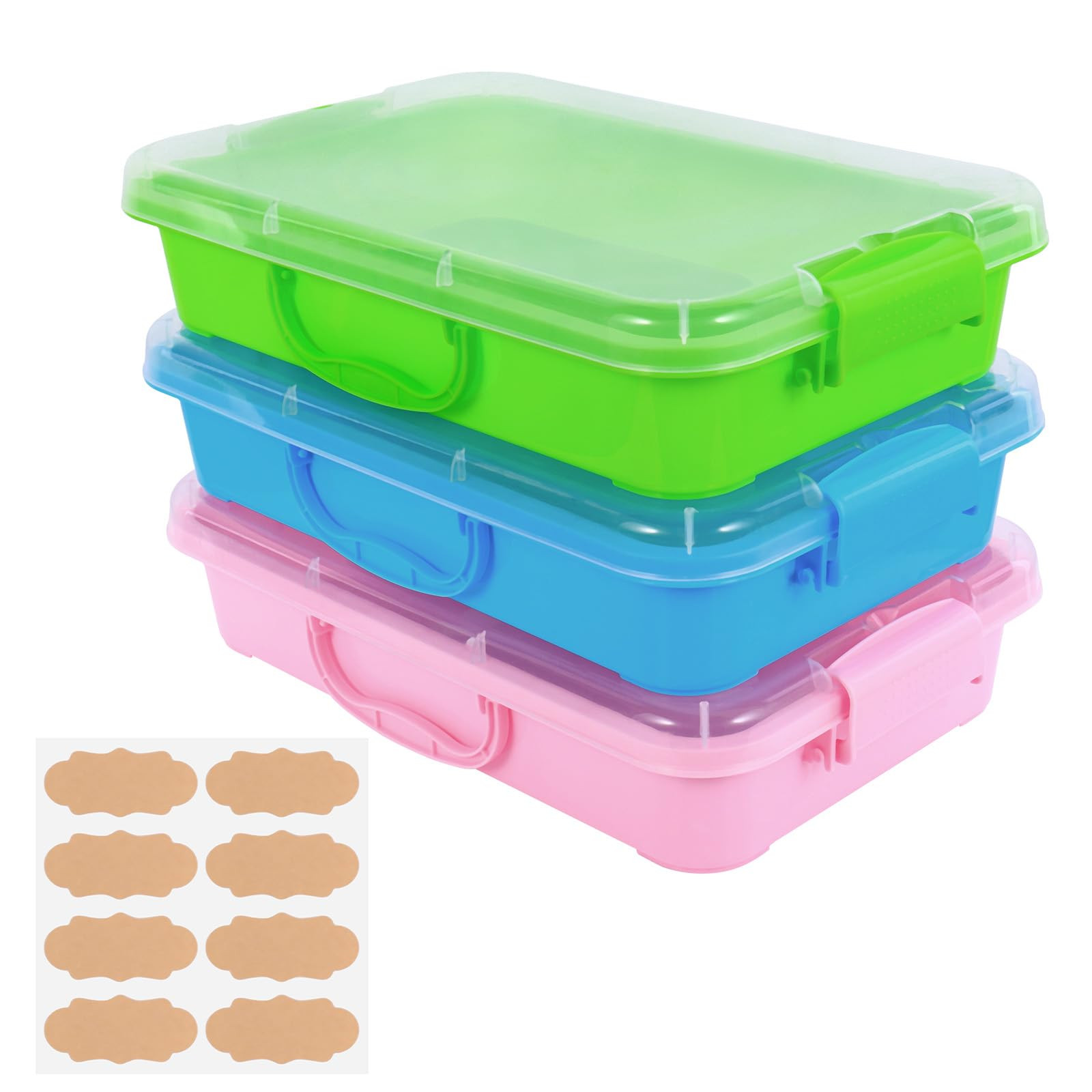 3 Pcs Plastic Sensory Bins-Portable Sandbox Container with Handle & Clear Lid-Stackable Play Tray... | Amazon (US)