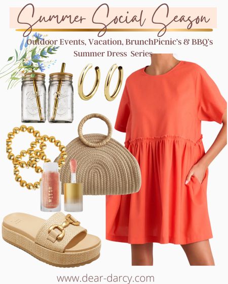 Summer Outfit Inspo 

Easy to wear dress and even easier to style I sized down 

Affordable Amazon find straw bag

Cutest sandal with horse bit detail affordable target find under $24

Lip gloss  by Sheila 

Gold hoops 

Gold beaded bracelets on sale 

Mason jar drinking cups make a great hostess gift 


#LTKFindsUnder50 #LTKStyleTip