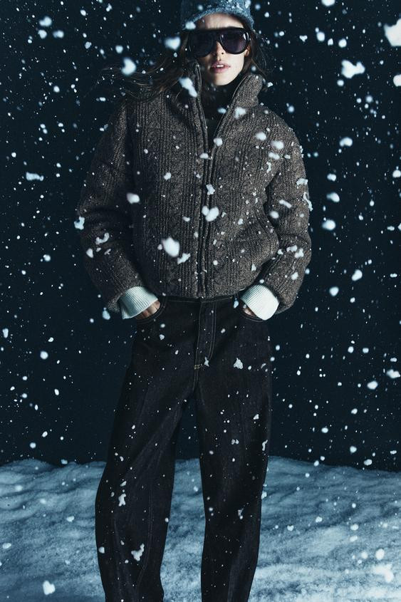 QUILTED BOMBER JACKET WITH CABLE KNIT AND THERMAL INSULATION | Zara UK