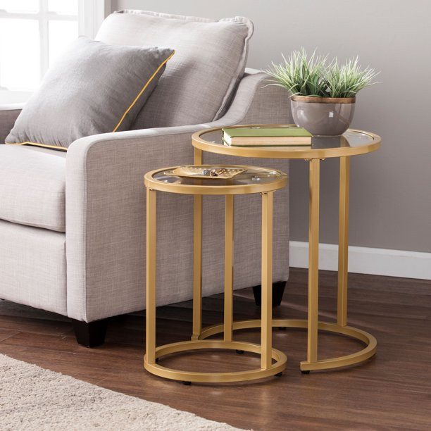Ember Interiors Evee Glam 2-Piece Nesting Side Tables, Gold - Walmart.com | Walmart (US)