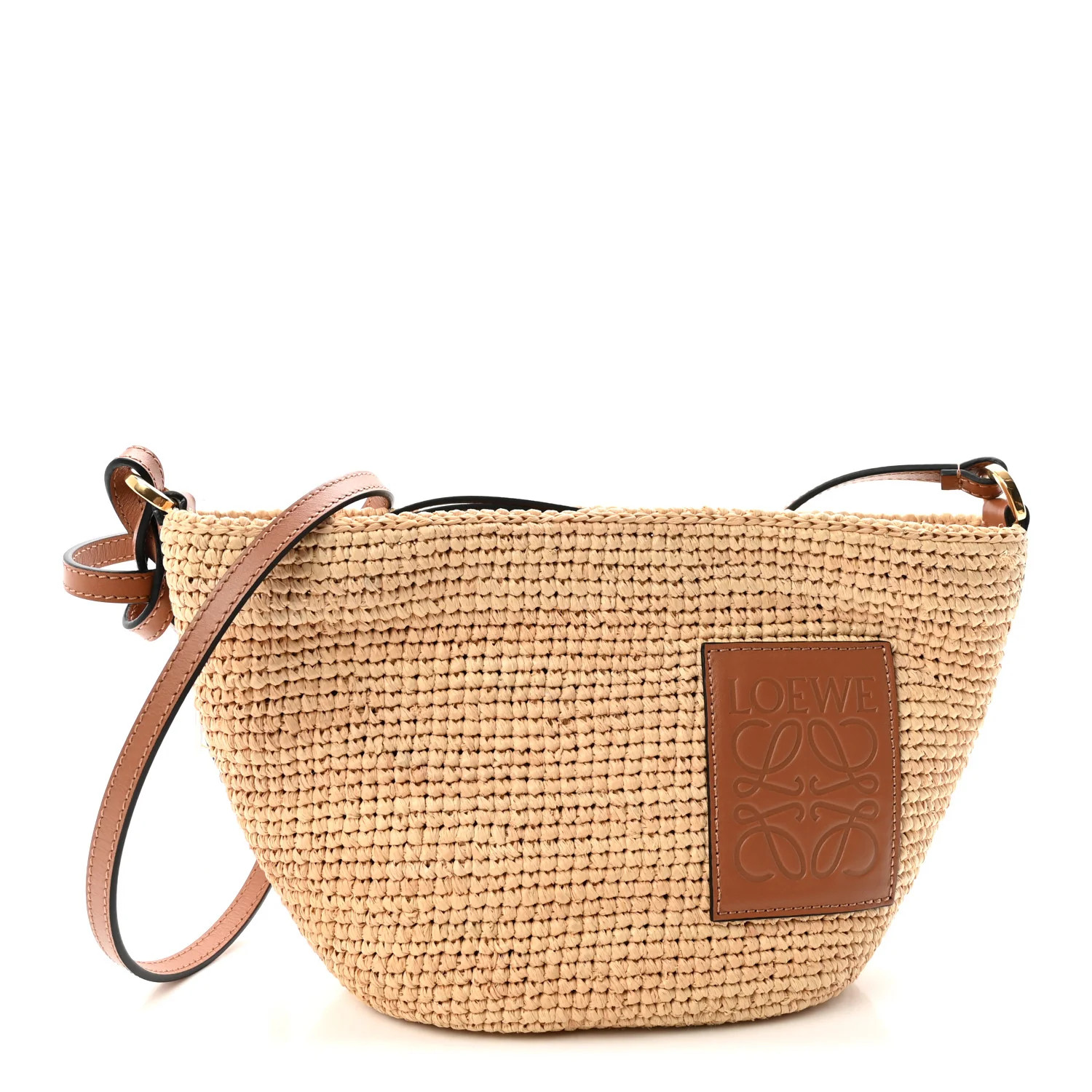 Loewe Calfskin Raffia Paulas Ibiza Pochette Bag Natural Tan 1902053 | FASHIONPHILE (US)