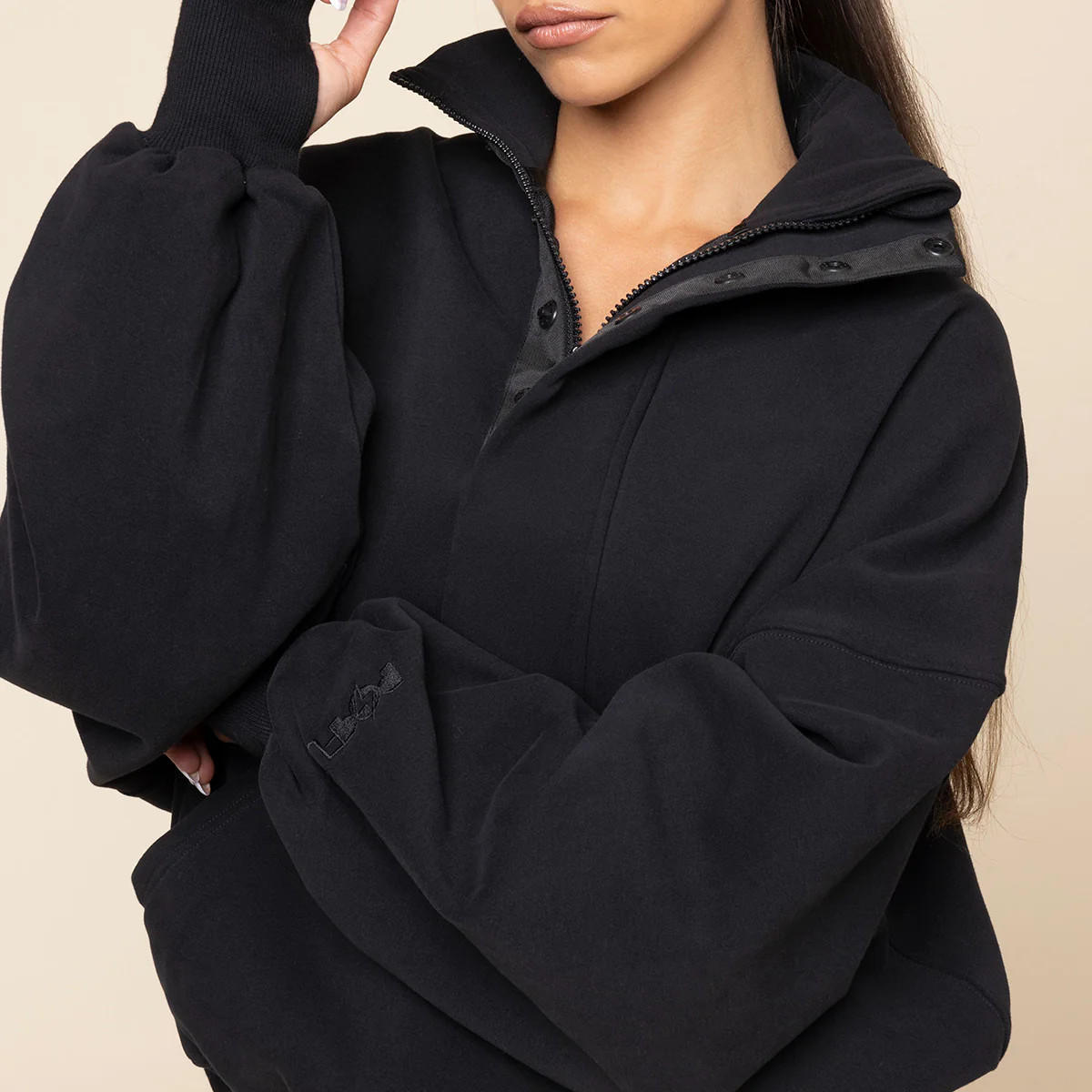 Ooey Gooey Half Zip Sweater - Black | POPFLEX