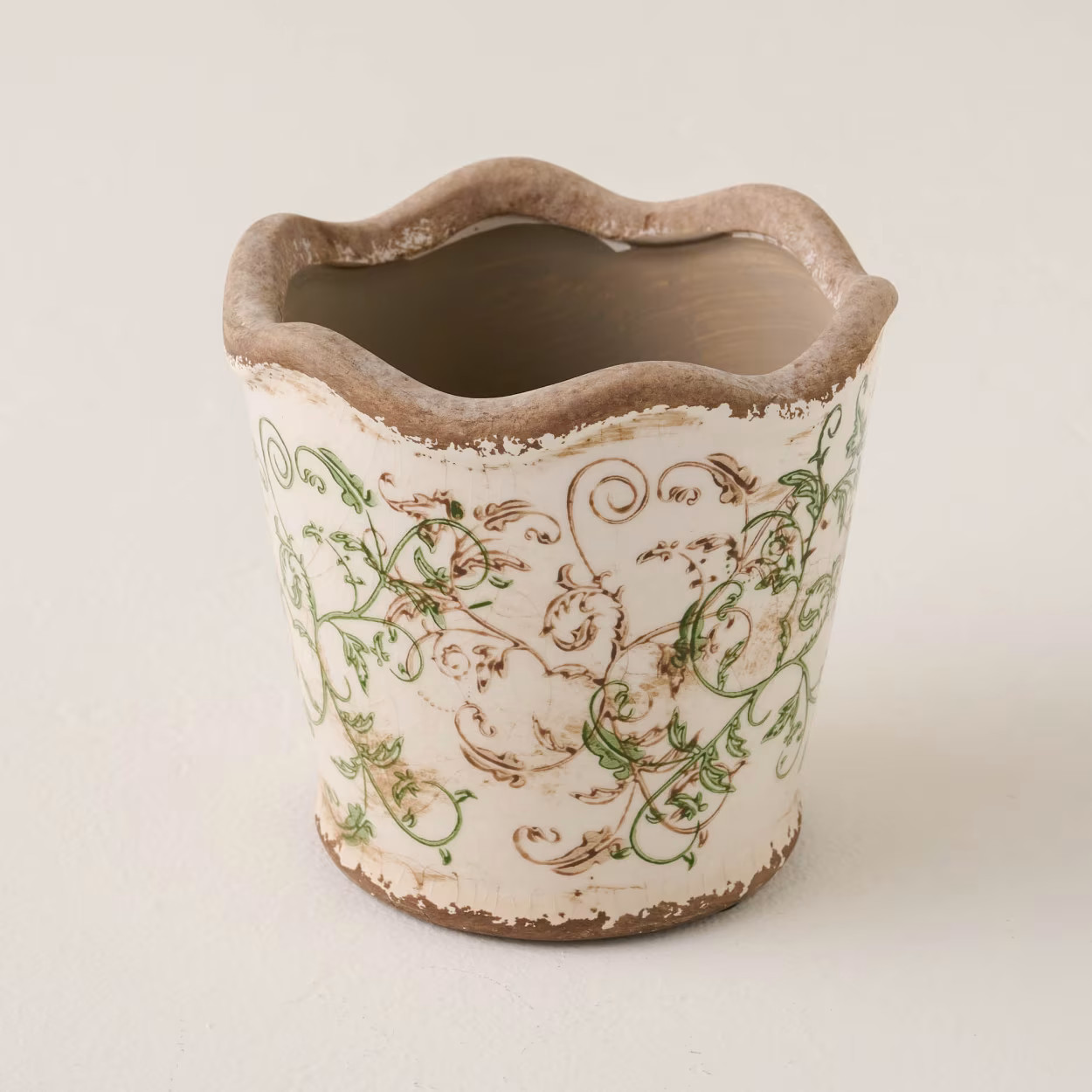 Green Scalloped Distressed Planter | Magnolia