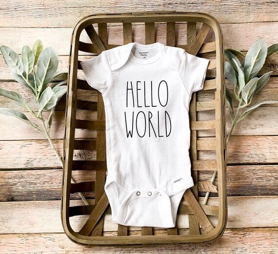 Hello World Rae Dunn Inspired Onesie® | Baby Shower Gift | Rae Dunn Gift | Baby Onesie® | Cute ... | Etsy (US)