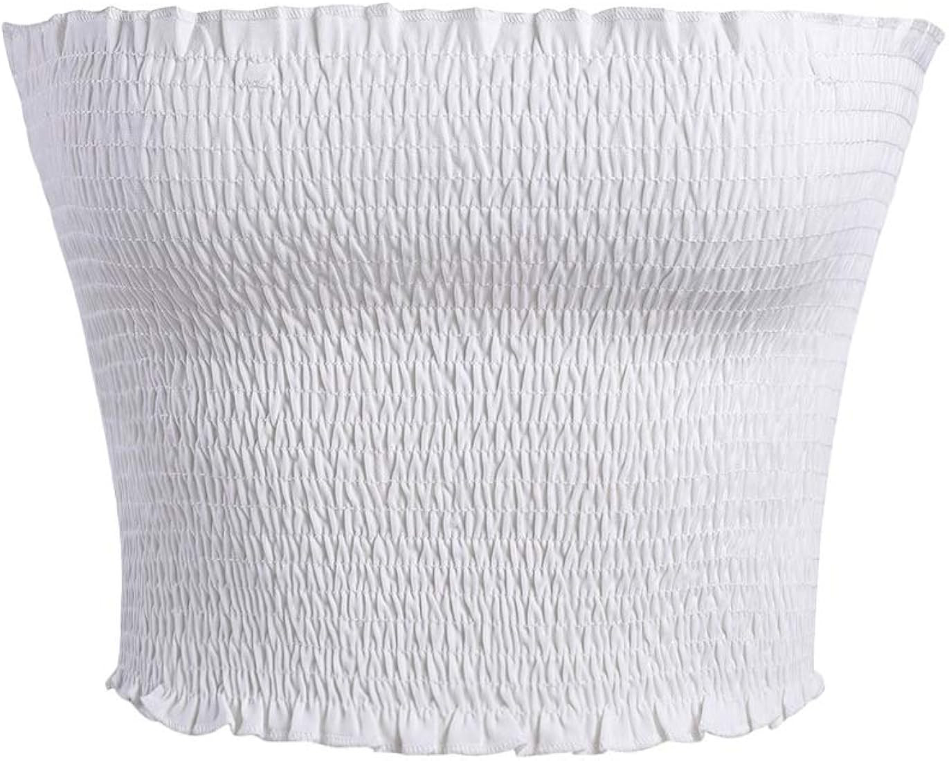 Women’s Strapless Pleated Sexy Tube Crop Tops | Amazon (US)