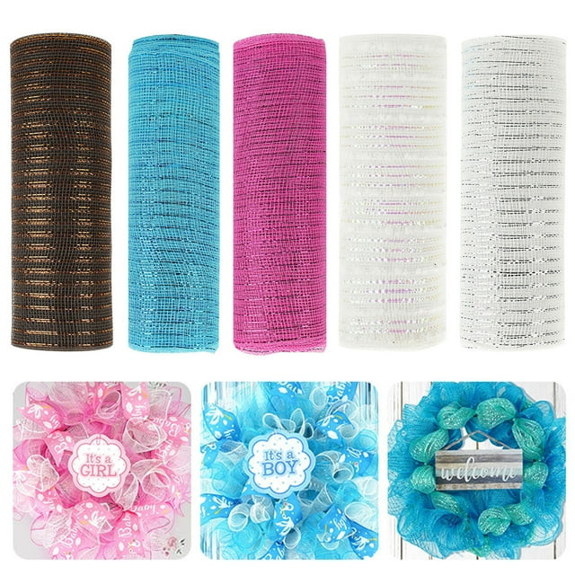 2 Rolls 10 Yards 10-Inch-Wide Sheer Glitter Yarn Ribbon, Decorative Mesh Ribbon for Christmas Tre... | Walmart (US)