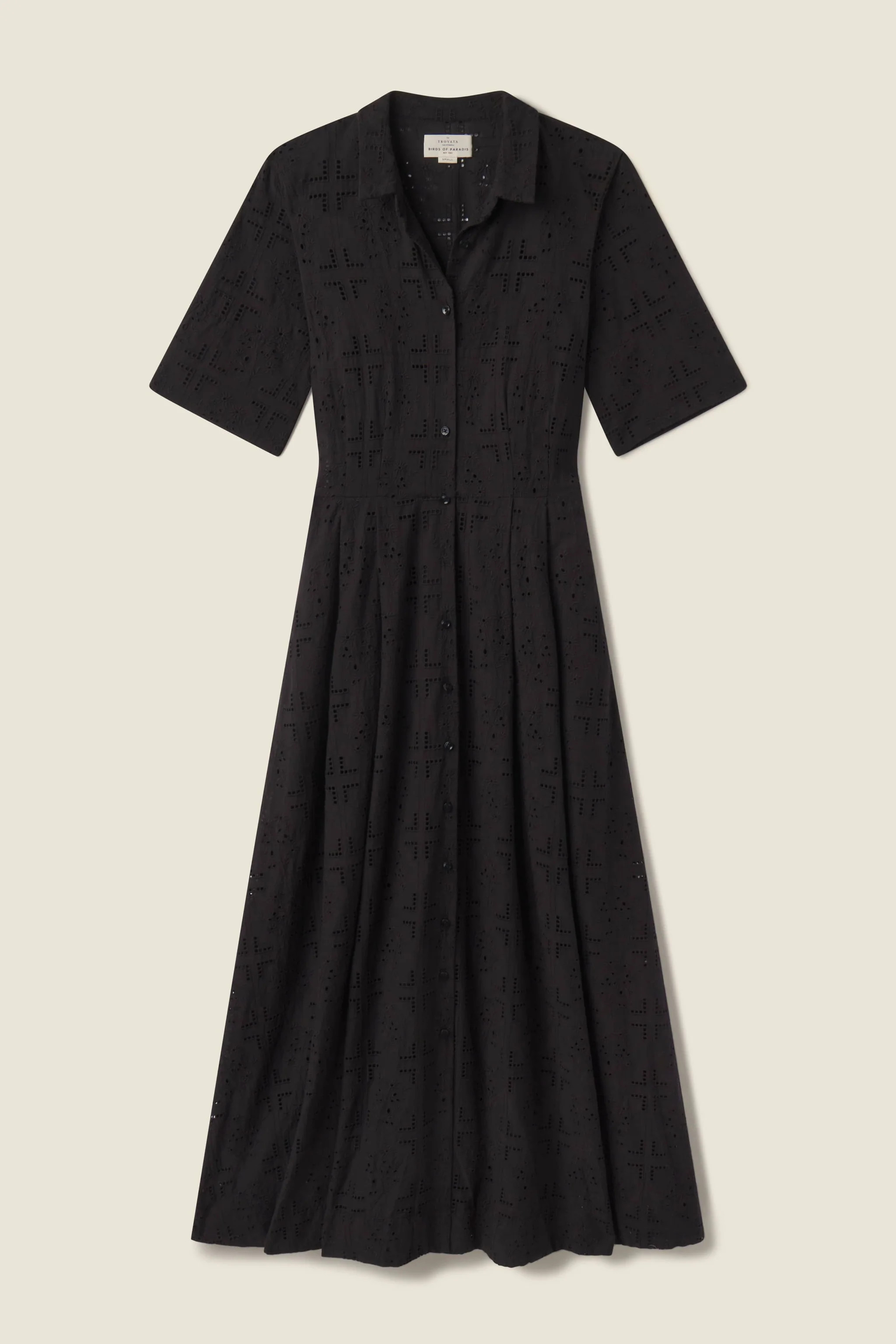 Aster Dress Black Handkerchief Eyelet | TROVATA