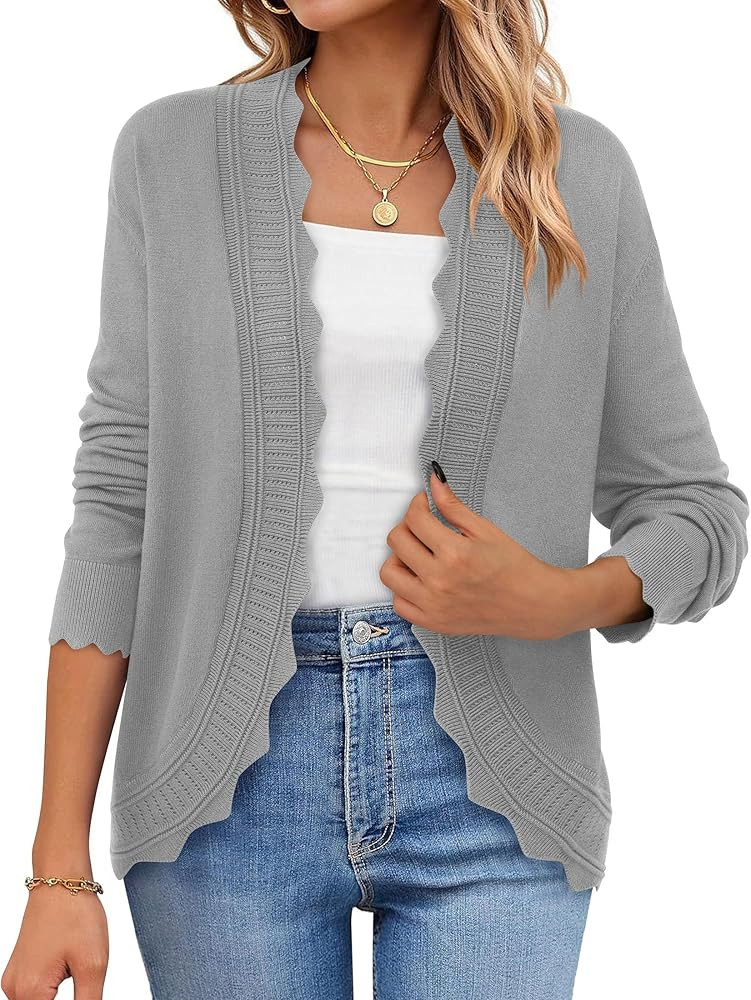PRETTYGARDEN Cardigans for Women Lightweight Casual Long Sleeve Knitted Open Front Shrugs Sweater... | Amazon (US)