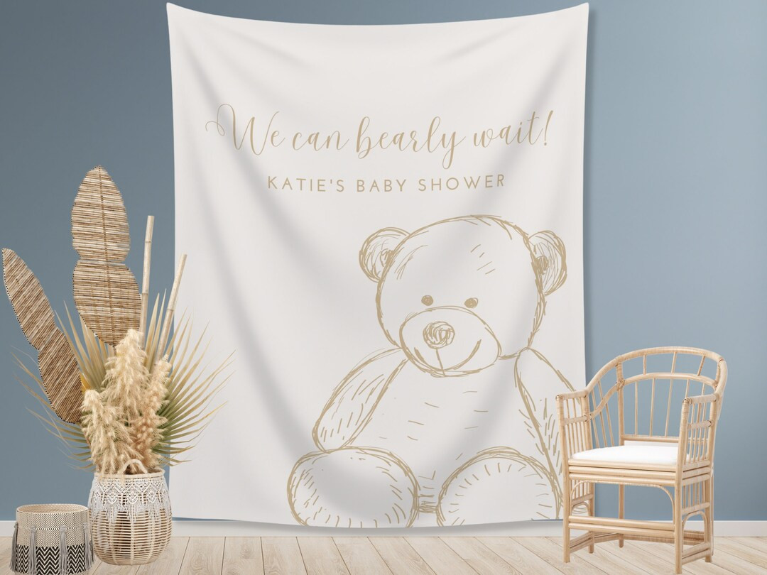 Teddy Bear Custom Baby Shower Banner | We Can Bearly Wait Personalized Party Backdrop | Gender Ne... | Etsy (US)