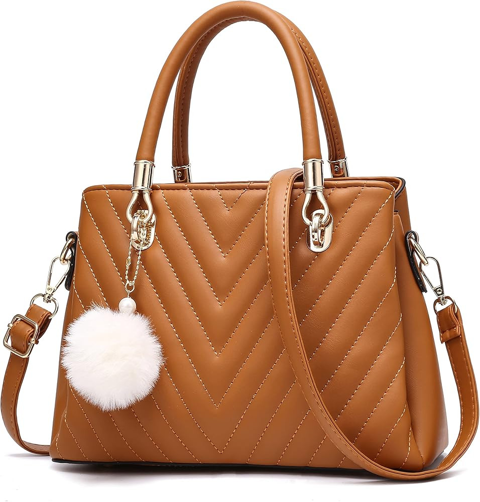 Womens Fashion Leather Handbags Quilted Purses Top-handle Totes Satchel Bag for Ladies Shoulder Bag  | Amazon (US)