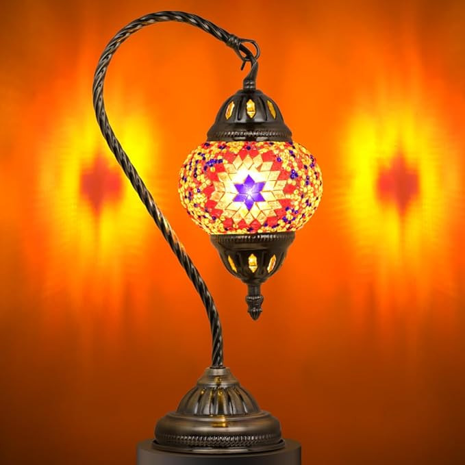 Marrakech Tiffany Lamp Turkish Table Lamps with Vintage Style, Handmade Moroccan Mosaic Lamp with... | Amazon (US)