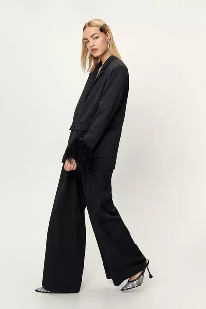 Feather Trim Suit Blazer | Nasty Gal (US)