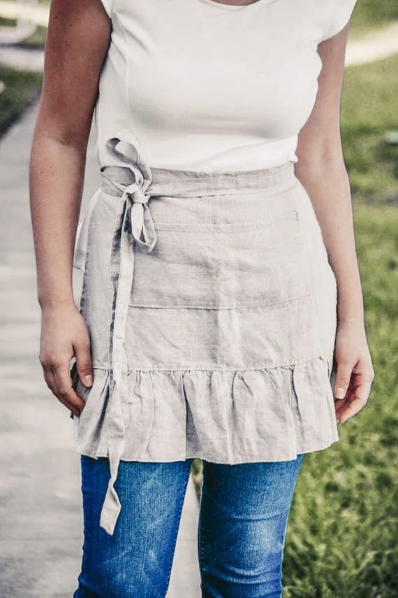 Cute Half Apron Linen /vintage Inspired Half Linen Apron | Etsy | Etsy (US)