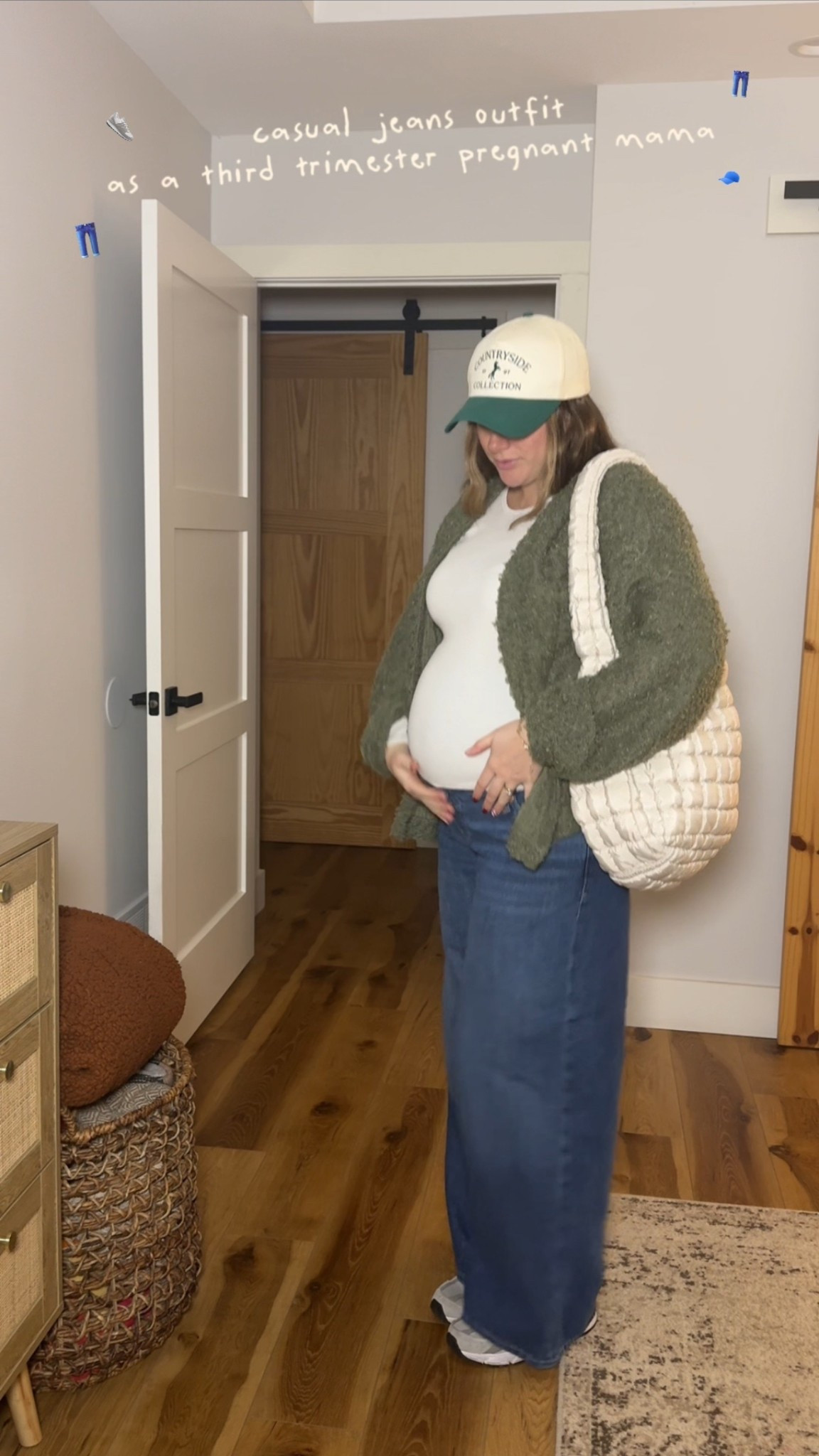 third trimester ootd 🧢👖 couple hours in jeans max while pregnant 🥲🤣 

#LTKBump #LTKootd #LTKMidsize