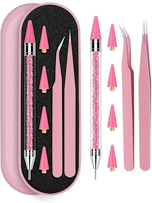 Rhinestone Picker Tool Set,Rhinestone Applicator Tool,Rhinestone Picker Dotting With 4 Extra Pink... | Amazon (US)