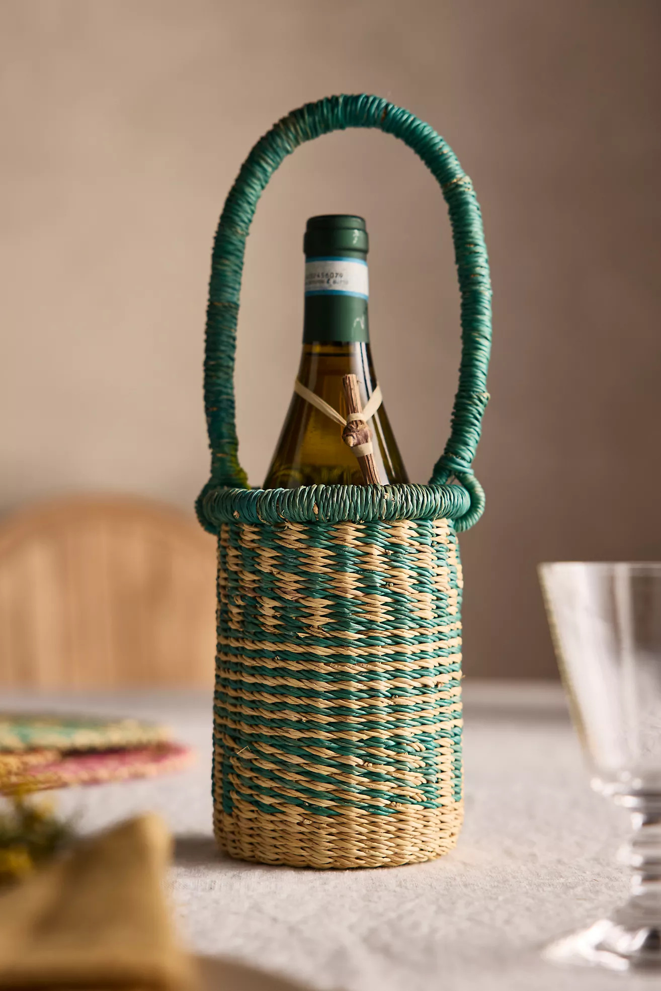 Woven Vetiver Grass Wine Bottle Holder | Anthropologie (US)