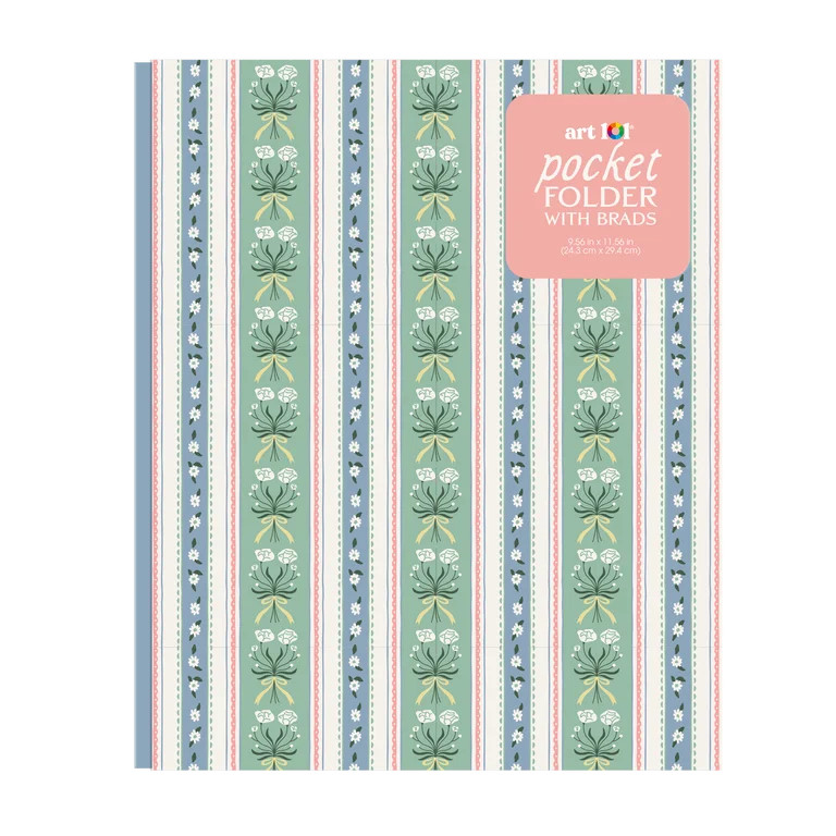 Art 101 Ink and Ivy Floral Stripe Pocket Folder With Brads, 9.56 x 11.56 Inches | Walmart (US)