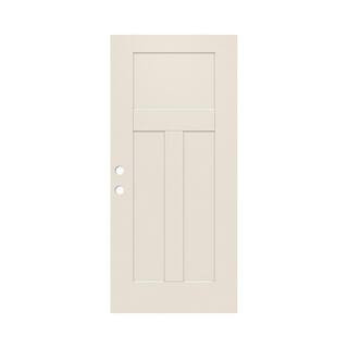 32 in. x 79 in. 3-Panel Craftsman Primed Steel Front Door Slab | The Home Depot