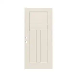 32 in. x 79 in. 3-Panel Craftsman Primed Steel Front Door Slab | The Home Depot