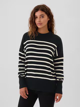 Oversized Stripe High Neck Crewneck Sweater | Gap Factory